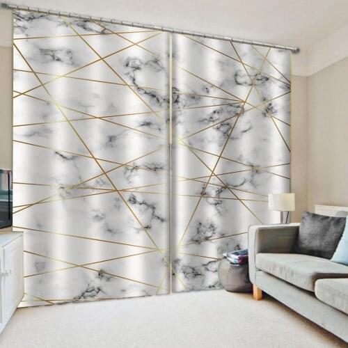 Luxury Blackout 3D Window Curtains grey marble curtains 3D Blackout Curtains For Living room