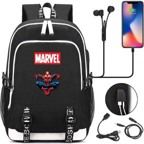 MARVEL Oxford cloth student bag Teenager Outdoor travel backpack USB Charging schoolbag Large capacity backpack mochila