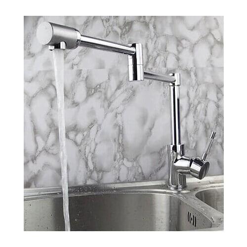 New arrival high quality brass material chrome single lever hot and cold foldable kitchen sink faucet mixer