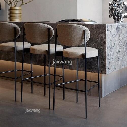 Modern Bar Stool Nordic Minimalist Home High Stool Bar Chair Seat Height Backrest Dining Chair Family Business Cafe Chairs