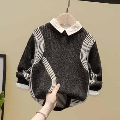Boys Sweater Kids Outwear Tops Jackets 2021 Classic Fleece Thicken Warm Winter Autumn Costume Teenage Children Clothing