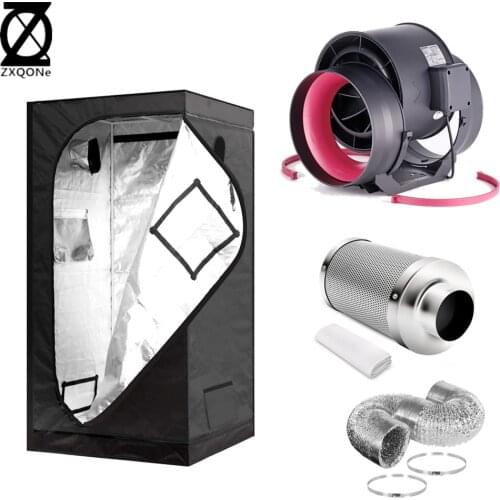 80x80x160cm Grow Tent + 4 inch Black Inline Low Noise high Fan Air Duct Filter Set For LED Grow Light Indoor Tent Grow
