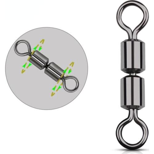 TIANNSII 10/20pcs Bearing Swivel Fishing Connector 2/0#-12# Barrel Rolling Solid Rings For Fishhook Lure Link Fishing Accessorie