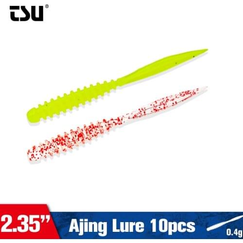 TSURINOYA 0.4g 60mm 10pcs AJING Soft Bait Fishing Lure ELEGANT Needle tail Rockfish Ocean Rock Free Shipping Wobblers Swimbait