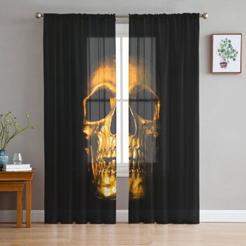 Skull Horror Carnival Window Treatment Tulle Modern Sheer Curtains for Kitchen Living Room the Bedroom Curtains Decoration