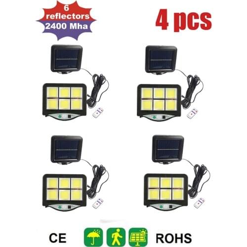 4pcs seperable Solar LED Street Light Waterproof PIR Motion Sensor Smart Remote Control solar Lamp Outdoor Garden Security Wall