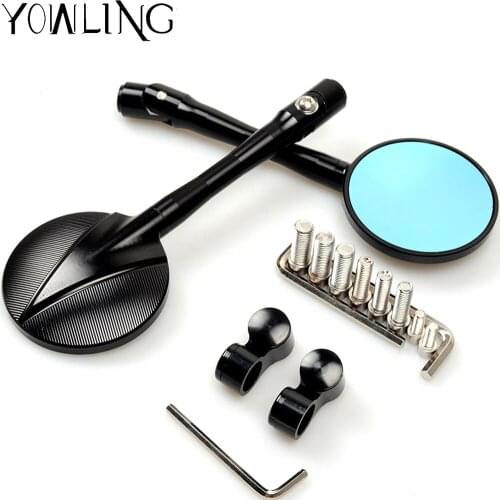 Universal Aluminum Motorcycle Handlebar Rear View Mirrors Blue Anti-glare Mirror for Honda Yamaha Suzuki Scooter Kawasaki