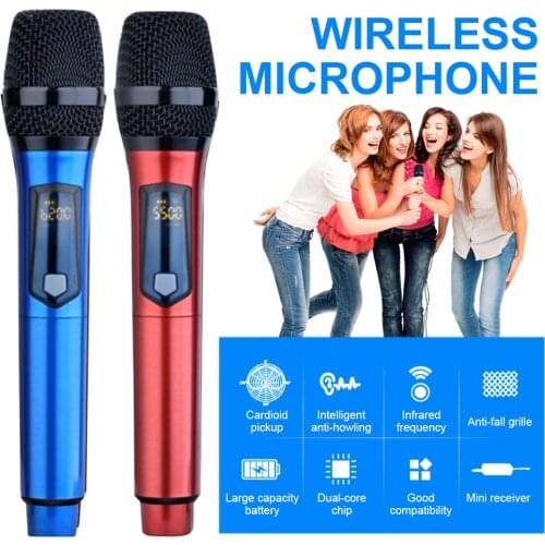 Universal Wireless Handheld Microphone Hypercardioid for Home Outdoor Conference Karaoke Professional Stereo Mic Portable FM
