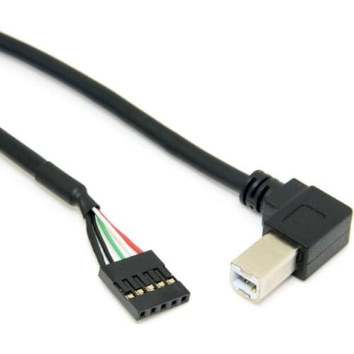 USB 2.0 B Male 90 Degree Right Angled Type to Pitch 2.54mm 5pin Housing Cable 1.3m U2-319-RI-1.3M