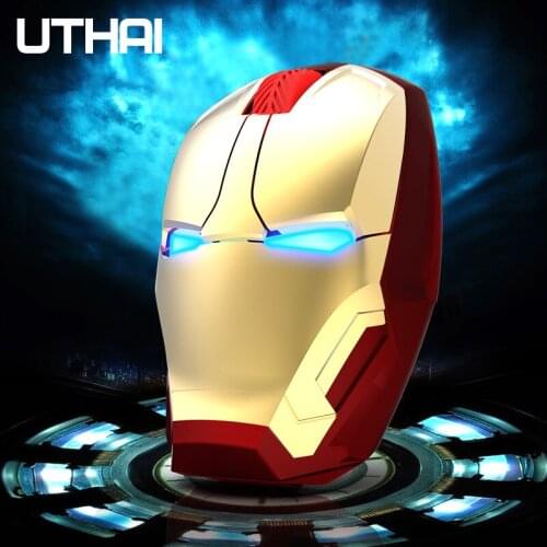 UTHAI DB22 USB computer stylus _2.4 GDPI1600 wireless mouse personality creative iron man mute mouse computer battery mouse