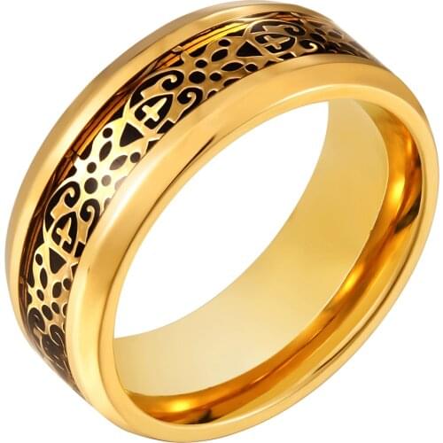 Vintage Ring Black Totem Pattern Gold Rings For Men Women High Quality Punk Stainless Steel Jewelry Couple Party Gifts Wholesale