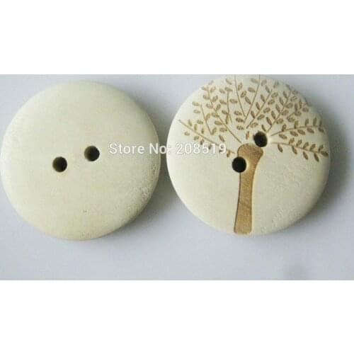 WBNSSO 30MM Buttons Nature wood Tree Pattern 50pcs/lot Big size 3cm button sewing scrapbook and craft decoration