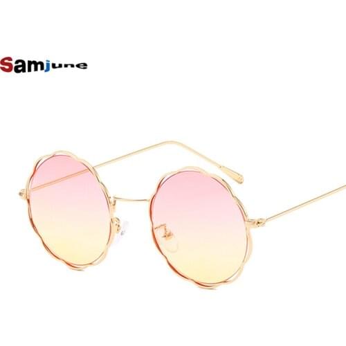 Samjune New Women Men Round Sunglasses Steampunk Shades MultiColor Gradient Mirror Lens Goggles Designer Vintage Sun Glasses