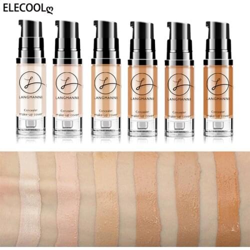 ELECOOL Base Face Liquid Foundation Cream Full Coverage Concealer Oil-control Easy to Wear Soft Face Makeup Foundation