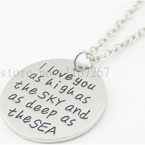 2016 new arrive Hand Stamped "I love you as high as sky and as deep as SEA" Valentines Day Anniversary Gift for her