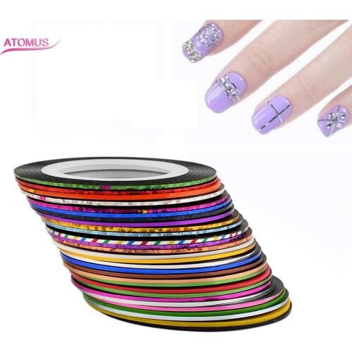 30 Color Glitter Nail Striping Line Tape Sticker Set For Nail Polish Gel Jinsha Gold Silver Thread With Adhesive Art Decorations