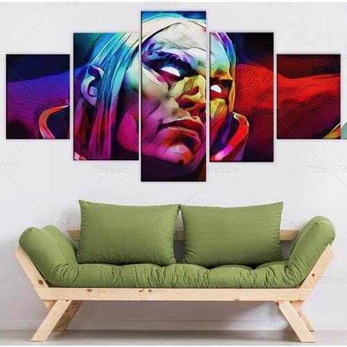 5 Piece HD Picture DOTA 2 Game Poster Wall Sticker Paintings Artwork Canvas Art for Home Decor Wall Art framed