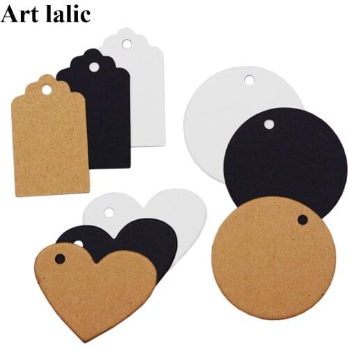 50Pcs DIY Kraft Paper Tags Brown Lace Multi shapes Label Luggage Wedding Note Blank price Hang tag Kraft Gift Wrapping Supplies