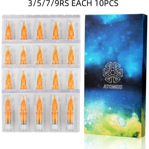 50pcs Disposable Tattoo Supplies Cartridge Needles Sterilized Safety Mix 3RS 5RS 7RS 9RS Makeup Pen for Body Art Tattooing