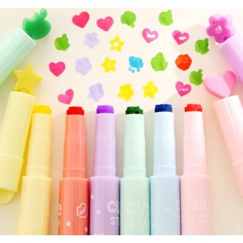 6 pieces/lot) Kawaii Markers Multi Functional Colored Writing Pen Highlighter