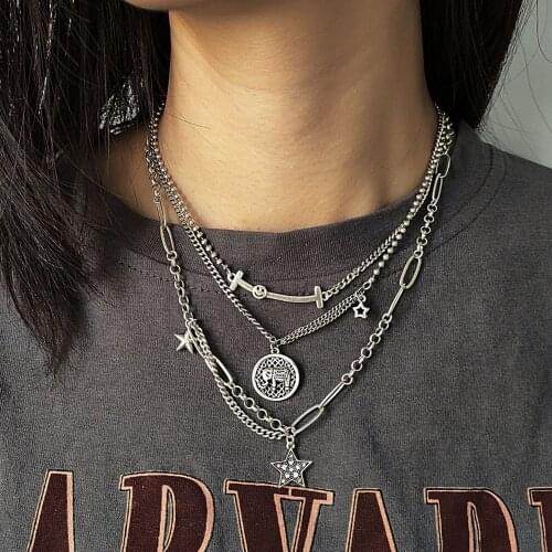 925 silver womens necklace retro smiley star necklace elephant clavicle chain simple sweater chain attending party jewelry