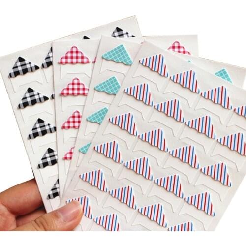96 pcs/lot (4 sheets) Retro plaid stripes Corner Paper DIY Stickers for Photo Album fitting Frame Albums decoration Scrapbooking