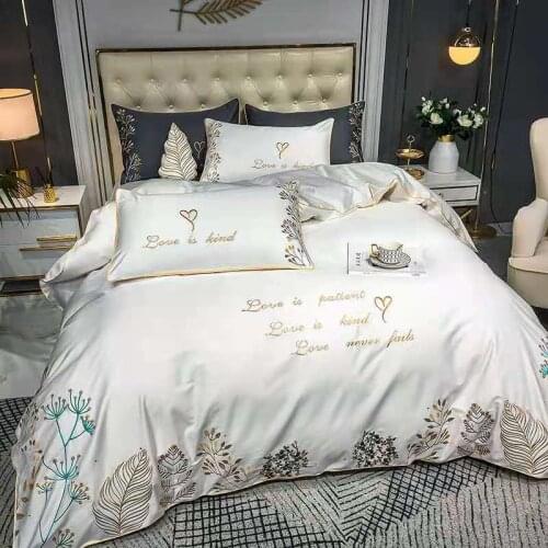 60s Satin long staple cotton 4-piece cotton high -end embroidery congratulations bedding