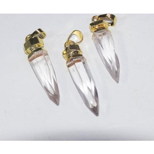 Long Natural Clear Quartz Crystal crystal pendant making jewelry 2020 Gold Cap Point stone arrow aura quartz pendant for women