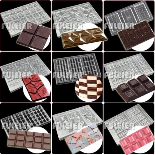 9 styles chocolate bar mold baking Confectionery Tools for cake decoration pastry polycarbonate chocolate mold