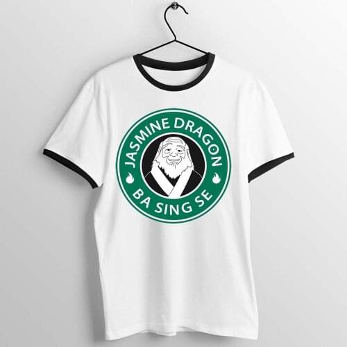 Black Trim T Shirt Uncle Iroh Little Soldier Boy Jasmine Dragon Fine Tea Artwork Printed Tee