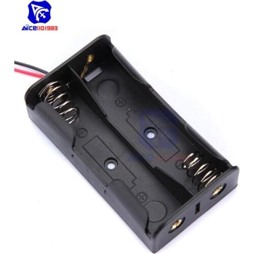 5PCS/Lot Plastic 2 Batteries Storage Case Box Holder with Wire Leads