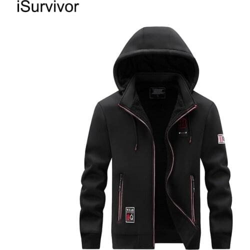 ISurvivor 2021 Spring and autumn plus cashmere sweater cardigan jacket mens casual hooded cotton shirt youth sports sweater