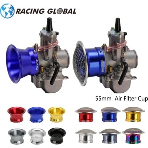 ALCON-Racing 55mm Color Air Filter Cup Modified Carburetor Horn Cup With Mesh Net Fit On PWK 32mm 34mm Carburetor