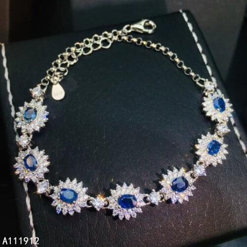 KJJEAXCMY fine jewelry natural sapphire 925 sterling silver new women hand bracelet support test lovely