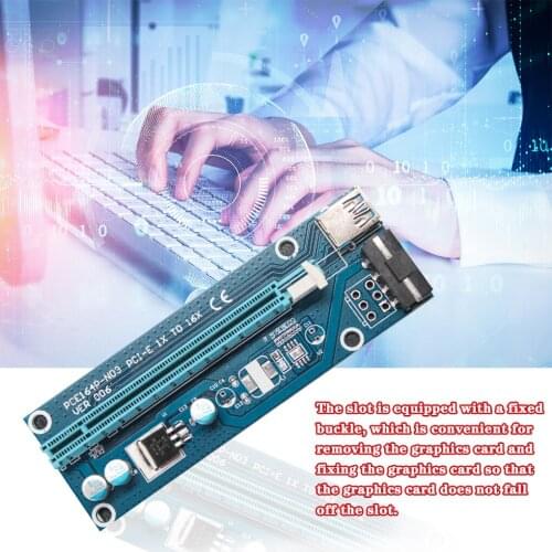 PCI-E Riser Board 4-pin PCI-E 1x to 16x Adapter Card Graphic Card GPU Extender Board with USB Cable