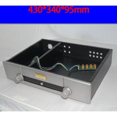 KYYSLB 430*340*95mm Imitation Gaowen Qianmian Amplifier Chassis Box House DIY Enclosure with Feet Knob Amplifier Case Shell