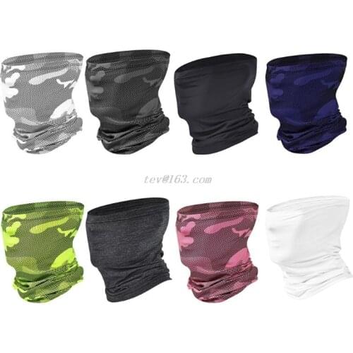 Unisex Summer Outdoor Ice Silk Neck Gaiter Scarf UPF50 Sunscreen Fishing Hiking Cooling Earloops Face Mask Camo Bandana