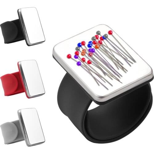 3 Colors Sewing Pincushion Wrist Hand Magnetic Needle Pad Safety Pin Cushion Storage Apparel Pin Holder Sewing Supplies
