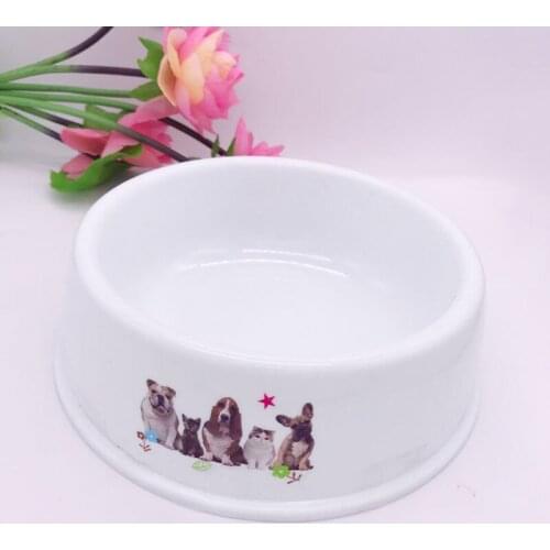 Pet Dog Feeding Food Bowls Puppy Lovely Print White Dog Feeder Dish Bowel Cat Bowl Deep Bowl with Large Capacity