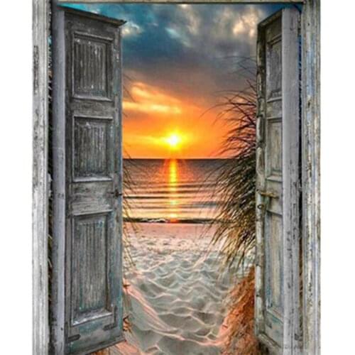 5D DIY Diamond Painting Sunset Sunset Seascape Square/Round Cross Stitch Kit Painting Mosaic Home Decoration Gift WG2111