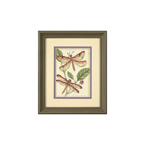 14/22/25ct Free Delivery Lovely Counted Cross Stitch Kit Dragonfly Duo Dim 65029