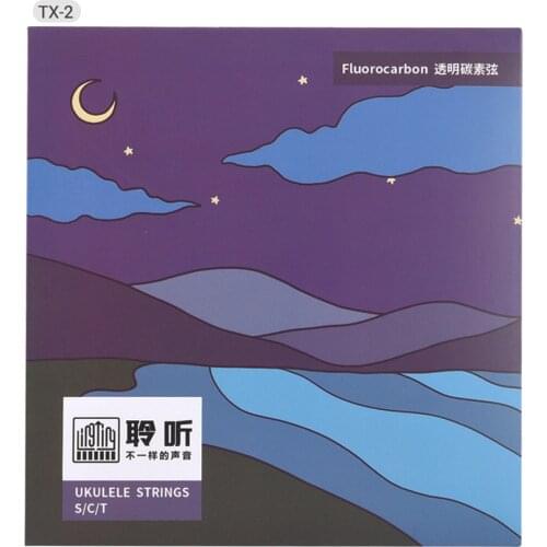 LINGTING TX-2 4pcs Ukulele Transparent Carbon Strings Set Fluorocarbon Ukelele Uke Strings for Soprano 21inch/ Concert 23inch