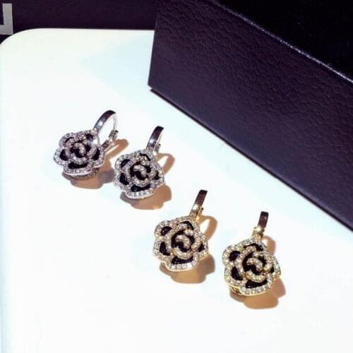 2021new Korean Rose Flower Earrings with AAA Zirconia Fashionable Jewelry Wedding Engagement Birthday Gift for Women