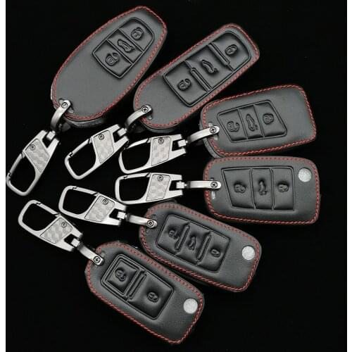New Flip Leather Car Key Case For Volkswagen Volkswagen Polo Golf Passat Beetle Caddy T5 Up Eos Tiguan Seat For Skoda Remote Fob