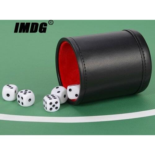 New Black PU Leather Red Flannel Mute Dice Cup Bar Game Supplies With Dices