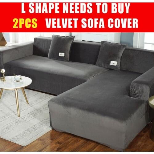 Solid color Thick velvet Universal Elastic sofa cover for living room sofa towel Slip-resistant Stretch Slipcover Couch Cover
