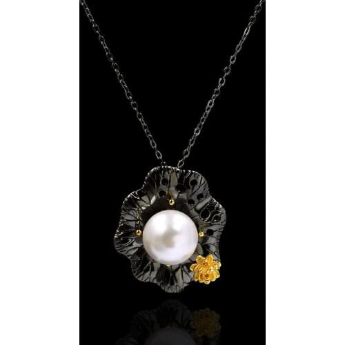 Original Design Baroque Pearl Flower Pendant Necklace for Women 925 Sterling Silver Luxury Vintage Sweater Chains Chokers