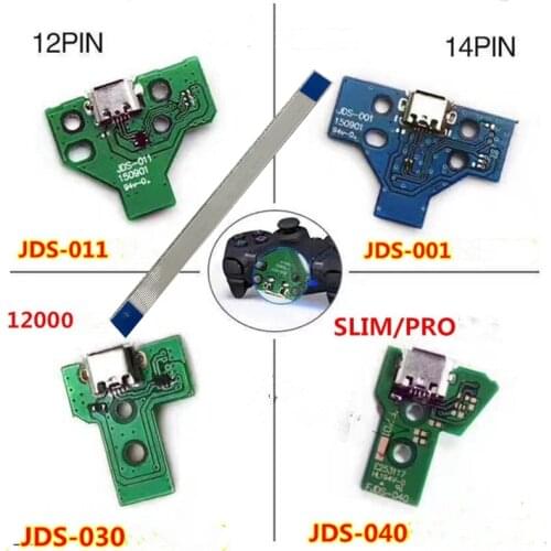 1pc USB Charging Port Socket Circuit Board for 12Pin JDS 011 030 040 055 14Pin 001 Connector for PS4 Controller