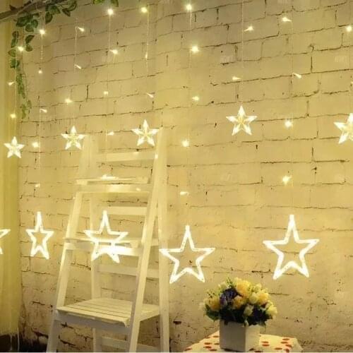2.5M Christmas LED Lights AC 220V Romantic Fairy Star LED Curtain String Lighting Strip Holiday Wedding Garland Party Decoration