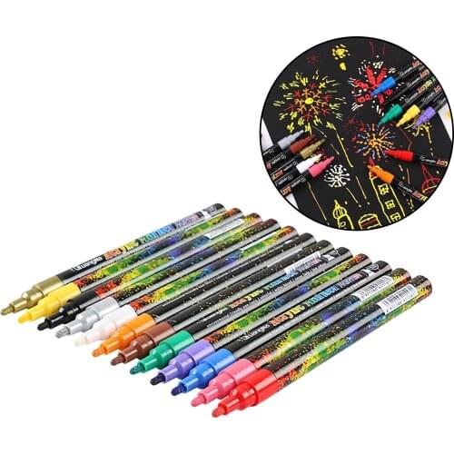 12 Colors Paint Pens for Rock Painting, Glass, Ceramic, Wood, Arts & Crafts Acrylic Paint Markers Extra 2mm Fine Tip